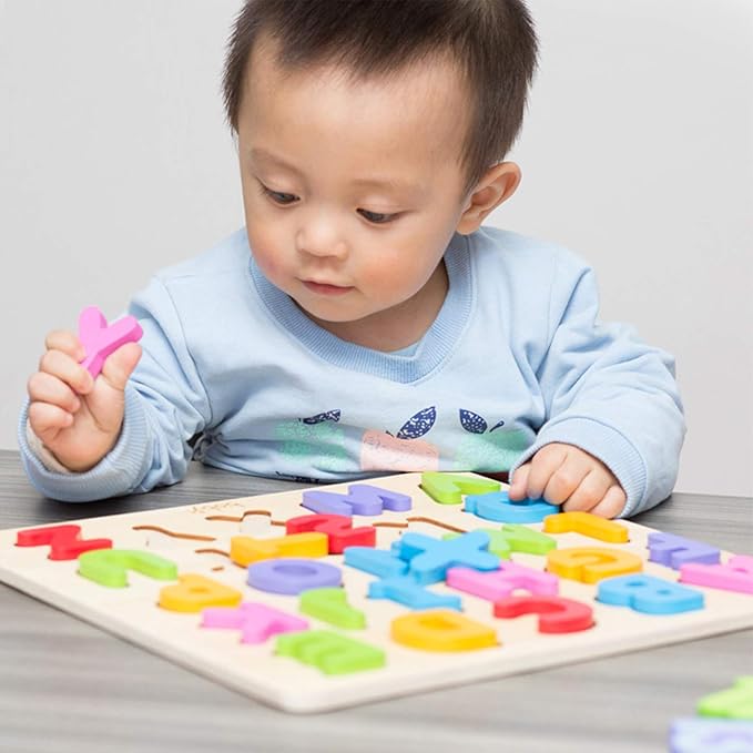 Wooden Alphabet Puzzle Toys, ABC Letter & Number Puzzles for Toddlers 3 Year Old, Preschool Learning Toys for Kids, Educational Gift for Boys Girls