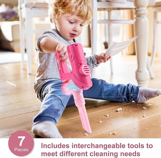 Kids Vacuum Cleaner Toy for Toddlers - Toy Vacuum Set Pretend Role Play Household Toys with Sound Effects for Age 3+ Boys Girls Learning Toys Birthday