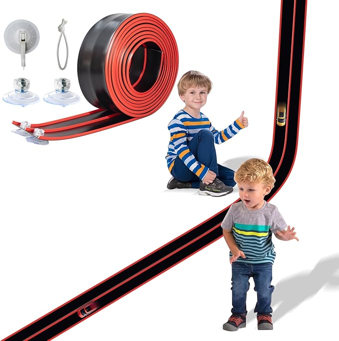 Flex Track 15 Ft Starter Set, Flexible Race Car Ramp Track for Ages 3 & Up with Suction Cups Compatible with Diecast 1/64th Cars