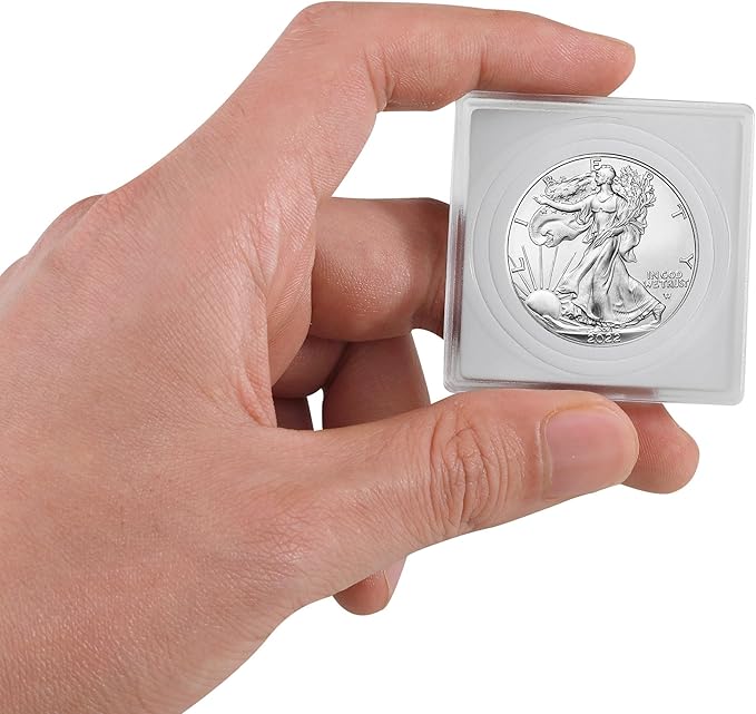 Coin Snap Holders, 20 Pcs Silver Dollar Coin Holders, Clear Coin Capsules Cases for Collectors with 5 Sizes White Gasket 20/25/30/35/40mm, Plastic Storage Organizer Box for Coin Collection Supplies