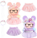 2 Pcs 17 cm Doll Clothes, Cute Exquisite Pink and Purple 6.7 Inches Gauze Skirt with Pearl Accessory Set for Doll Dress up (Excluding Dolls)