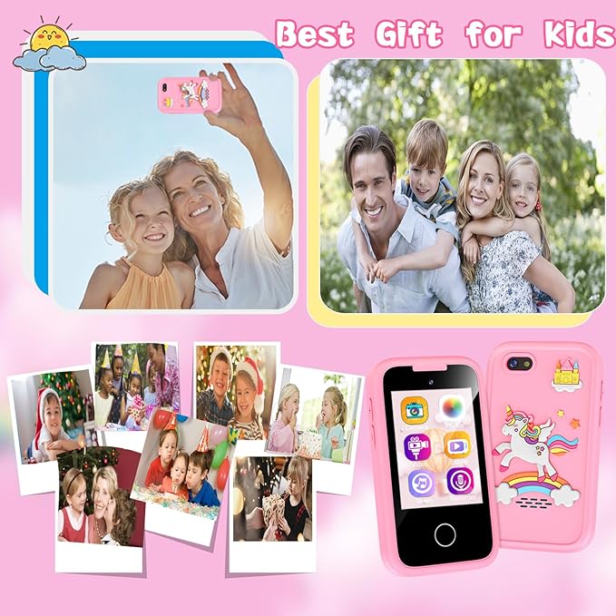 Kids Smart Phone Gifts Toys for Girls Boys Age 3-8,Toddler Learning Toys with Educational Games, 3 4 5 7 8 9 6 8 9 Year Old Girl Birthday Gift Ideas-Pink