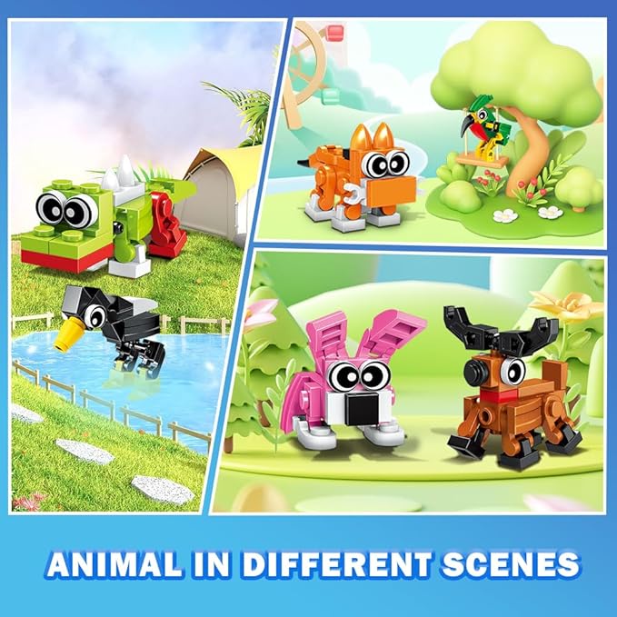 HOGOKIDS 60 Kinds Party Favors for Kids, 20 Pack 3-in-1 Animals Building Block Toy Sets for Goodie Bags Stocking Stuffer Classroom Prizes Birthday Christmas Easter Gifts for Boys Girls Ages 6-12+