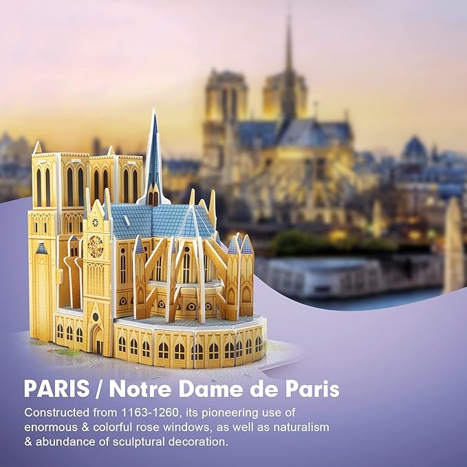 CubicFun 3D Puzzles for Kids Ages 8-10 12-14 Pairs Cityline Arts Crafts for Girls Ages 8-12 Architecture STEM Projects for Kids Ages 8-12, Toys Gifts for 8 Year Old Girls Eiffel Tower