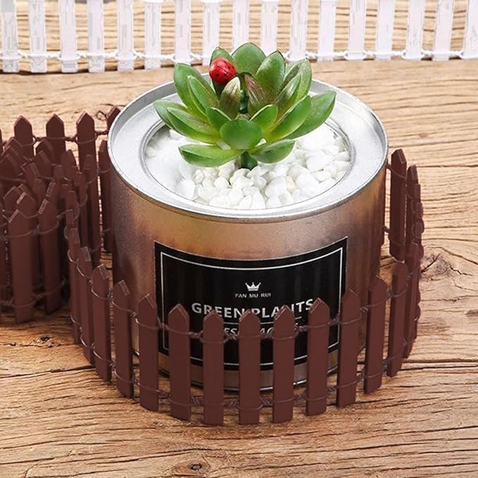35 Inches Mini Fairy Garden Fence DIY Small Wood Decorative Picket Fence Micro Landscape Miniature Ornaments for Dollhouse, Crafts, Diorama Project, Plant Pot, Brown