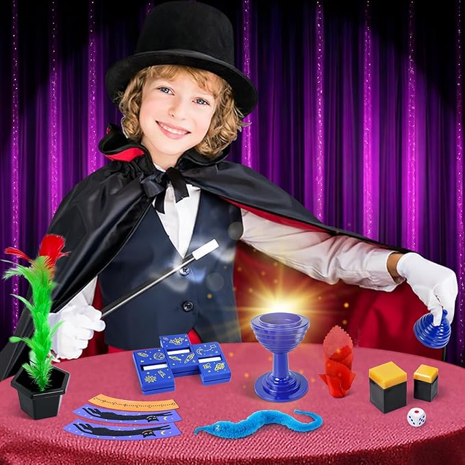 Magic Kit, Magic Tricks for Kids Age 6-8, 40 Magic Tricks with Instructions for Girls Boys Beginners to Perform, Gift for Boys Girls Kids