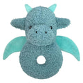 Baby Dragon Soft Rattle Toy, Plush Dinosaur Infant Shaker Rattle Easy-Grasp Stuffed Animal Toy, Gifts for Newborns Babies Toddlers Boys Girls, Cyan, 6 Inches