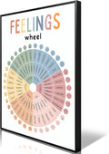 uoyien Feelings Wheel Emotions Poster Feelings Emotions Chart Preschool Classroom Must Haves Canvas Wall Art Prints Calming Corner Classroom Decor Mental Health Therapy Posters 12x16in Metal Framed