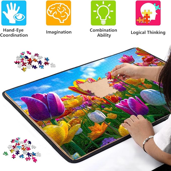 HUADADA Jigsaw Puzzles for Adults 1000 Piece Jigsaw Puzzles for Adults Challenging Game Puzzles with Letters on Back（Flower）