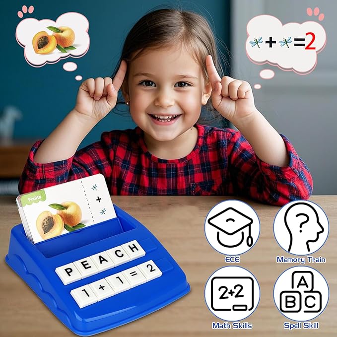 Matching Letter Game, Alphabet Spelling Games for Kids Ages 3-5, 2 in 1 Math Number Words Puzzle Montessori Tool Early Learning Educational Gift Toys for 3 4 5 6 7 Year Old Kids
