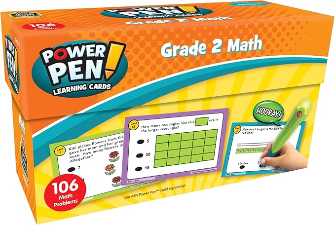 Teacher Created Resources Power Pen Learning Cards: Math, Grade 2, 5.5", x 3.5", Multicolor