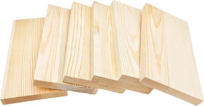 6PCS Rectangle Wood Boards Unfinished Wood Blocks for Crafting, 8x4x0.6in Blank Whittling Wooden Blocks for Wood Carving,Painting & Burning