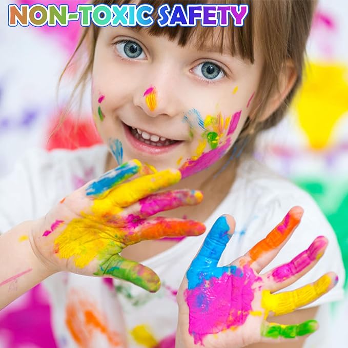 AROIC 16Colors Kids Washable Finger Paint, Non-Toxic, Art Painting Supplies for Toddlers, Finger Painting Supplies for Kids, Hand Paint Set DIY Crafts