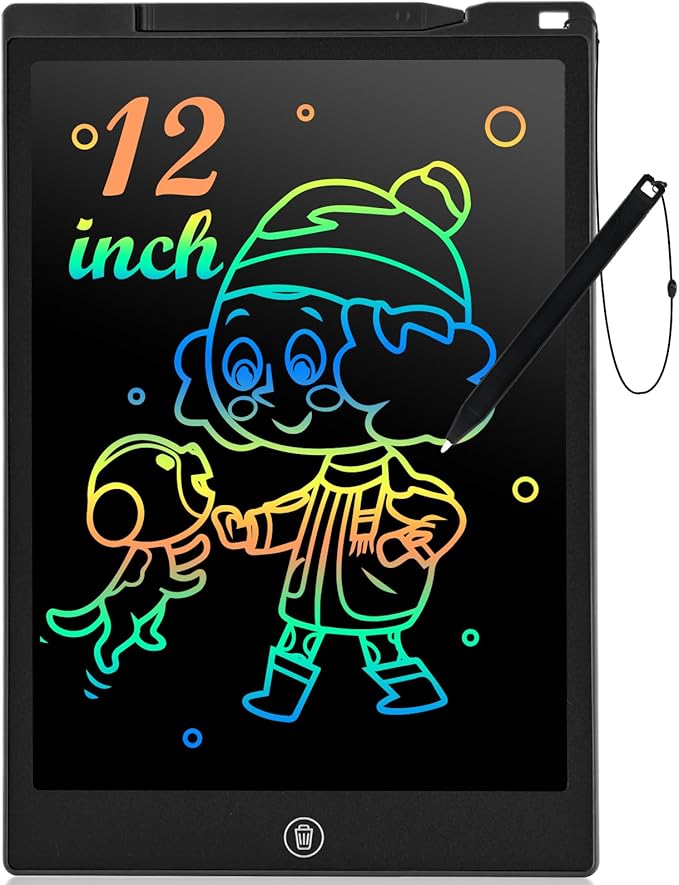 cimetech LCD Writing Tablet, 12 Inch Kids Toys Doodle Board, Toddler Toys for 3-8 Year Old Girls Boys, Travel Essentials Drawing Pad, No Mess Coloring Books (Black)
