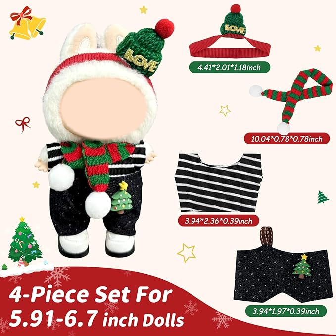 Doll Clothes 17cm/15cm Outfit Set Party Clothes High-End Fashion Outfits Suitable Accessories Christmas Cloak Halloween Premium Clothing 5.91-6.7 inch (No Doll) (LBB-257)