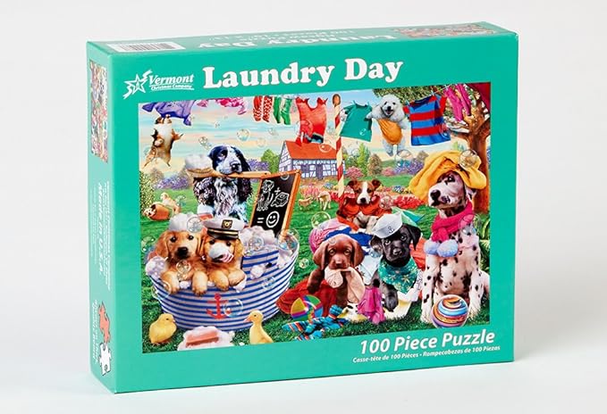 Laundry Day Jigsaw Puzzle 100 Piece by Vermont Christmas Company - Larger Pieces Perfect for Kids & Seniors