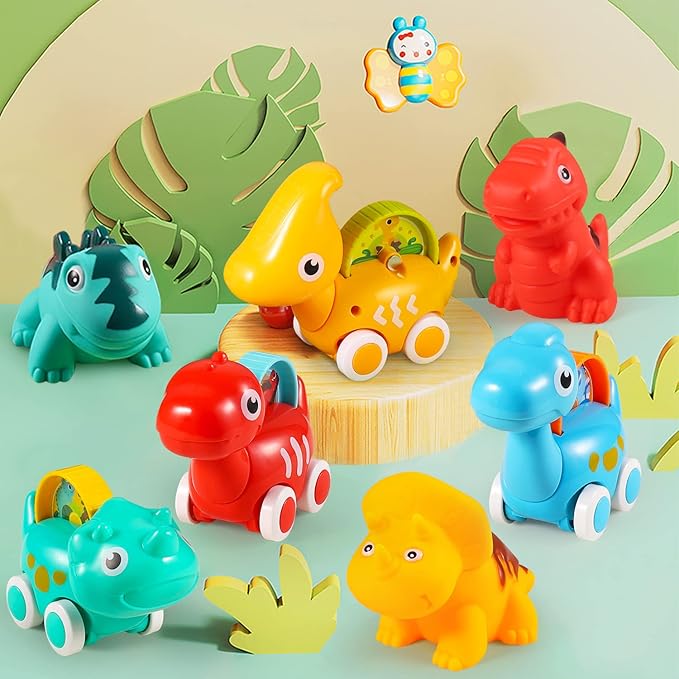 ALASOU 7 PCS Dinosaur Fantastic Creatures Car Toys with Playmat/Storage Bag|Baby Toys for 1 2 Year Old Boy|1st Birthday Gifts for Toddler|1 Year Old Boy Gift for Infant 12 18 Months