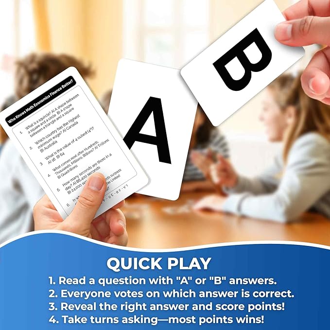 Board Games for Kids 8-12 and Family - STEM Card Game for Kids Age 12+ - Who Knows Math Finance Economics Better? - Educational Quiz with 500+ Questions - Great for Learning and Game Night
