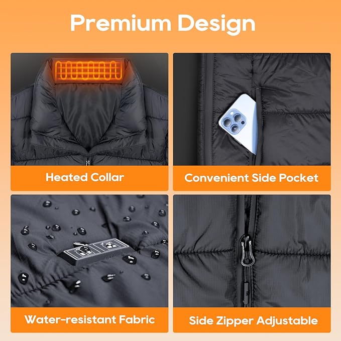 Heated Vest for Men Women with 16000mAh 7.4V Battery Pack Included, Size Adjustable Heated Vests for Winter