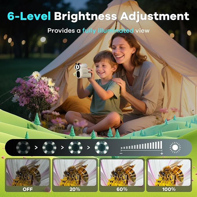 HP60 IPS Microscope for Kids: [Auto On & Off] [3-in-1] 2" Portable Handheld Microscope Miniscope, Pocket Mini Scope Educational Science Kit, Christmas Birthday Gifts for Kids, PC View, White