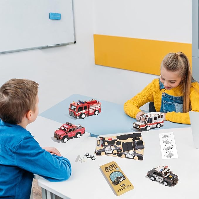 6 Pack 3D Wooden Puzzle Car STEM Kits, Science Kits for Kids Ages 5-12, Model Car Building Kits, 3D Puzzles for Kids, Educational Wooden Craft Gifts for Boys and Girls Age 4-12