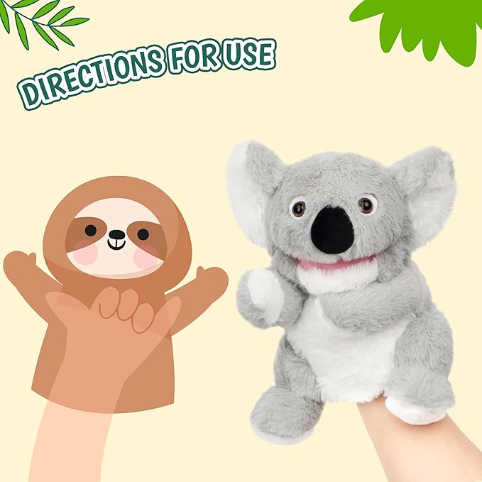 Easfan Koala Hand Puppet with Movable Mouth Interactive Storytelling Cute Soft Plush Toy Creativity and Imagination Easter Christmas Birthday Gifts for Toddlers Kids,10’’