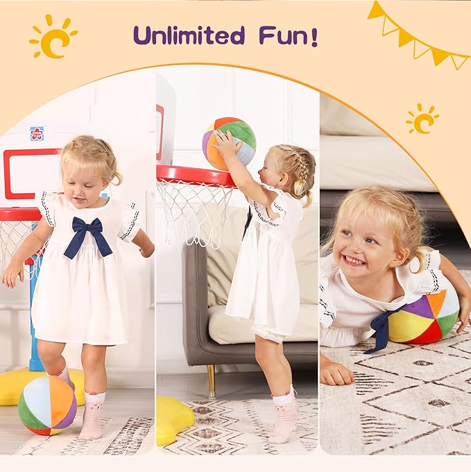 LINKBOY Colorful Soft Play Balls for Toddlers | Indoor Basketball Toy for Babies and Kids | Size 3