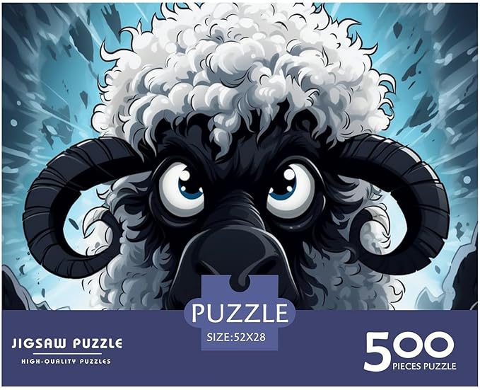 Sheep Thickened Wooden Jigsaw Puzzles for Adults Fun 500 Pieces 3D Animal Education Game Toy Intellectual Game Stress Relief Toy Decoration Relaxation and Intelligence 500pcs (52x38cm)
