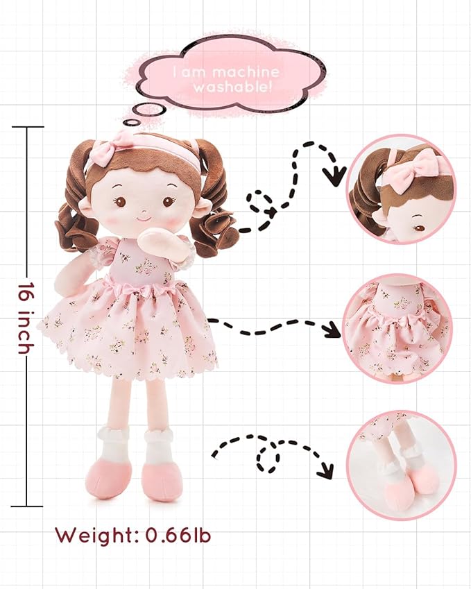 LeyaDoll Personalized Soft Baby Doll Toys for Girls (16''), My First Christmas Dolls, Leya Doll Baby Rag Doll Plush Toys for Toddler Kids Infants -Christmas Special - Princess Breeze