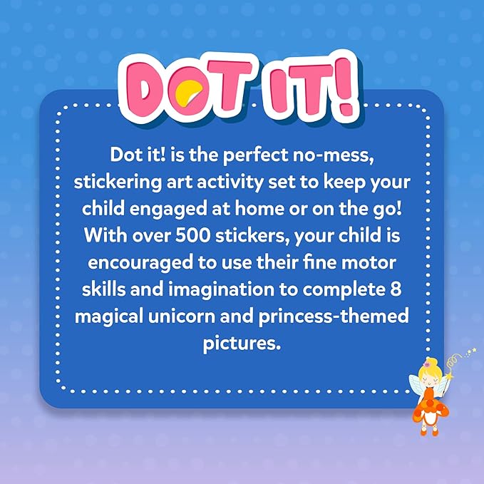 Skillmatics Dot It Sticker Art - Unicorns & Princesses, Mess-Free Craft Kits, 500+ Stickers, Stocking Stuffers, DIY Scrapbooking, Travel Activity, Christmas Gifts for Girls & Boys Ages 3, 4, 5, 6, 7