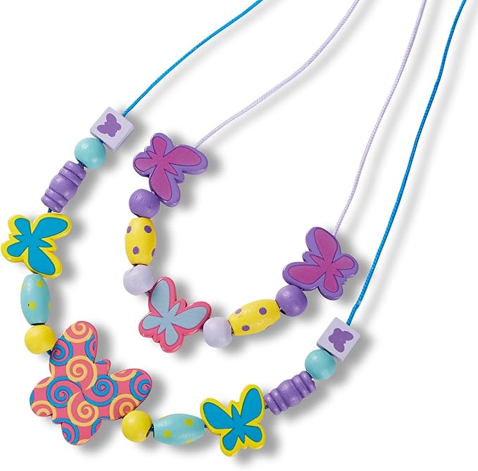 Melissa & Doug Created by Me! Butterfly Beads Wooden Bead Kit, 150+ Beads for Jewelry-Making