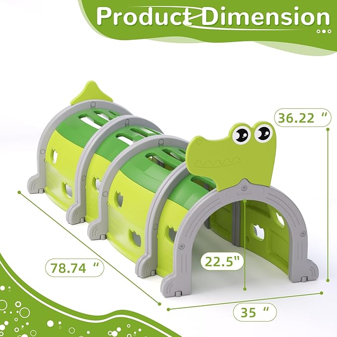 Glaf Tunnel Toys for Toddlers Climb and Crawl Baby Tunnels Play Tunnel for Kids 3-6 Years Old Indoor & Outdoor Toddler Play Equipment for Daycare, Preschool, Playground (Green, 4 Sections)