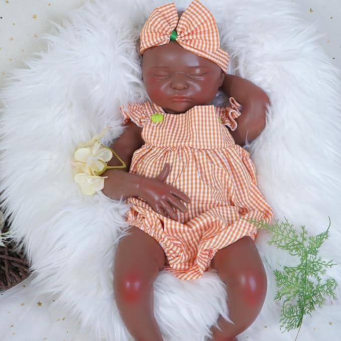 Reborn Baby Dolls Silicone Full Body 18.1in Weighted Real Life Closed-Eyes Girl Dolls Lifelike Newborn Baby Soft Body Flexible Limbs Not Vinyl