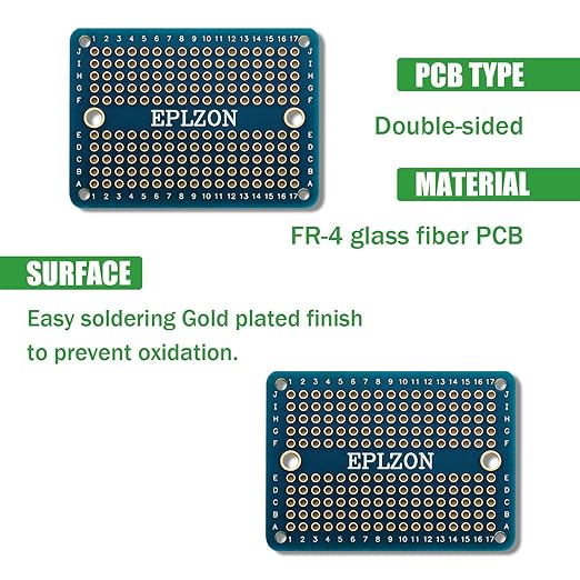 Solderable Breadboard Mini PCB Board Gold-Plated Solder Breadboard for DIY Electronics Projects Apply to Soldering Projects 2.0"x1.5" Mixed Color(Pack of 10 Pcs,Blue)