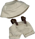 17cm Doll Clothes Set(No Doll), Hat & Overalls Set for 17cm Labubu Suit, Cute Cloth for Dress up Unique Style Dolls Outfit Stylish Clothes for Labubu (Khaki)