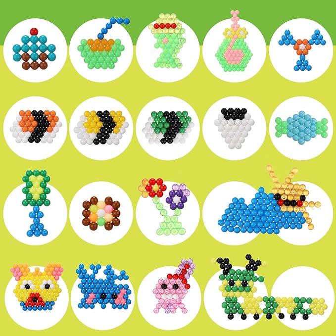 Fuse Beads Non-Iron Kit Over 3200 Beads 28 Colors Makes Creations with No Heat Mega Bead Refill