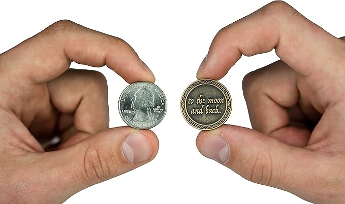 Romantic Love Expression Coins, I Love You To The Moon & Back, Anniversary Pocket Tokens for Date Night, Love Gift for Men & Women, From Him or Her