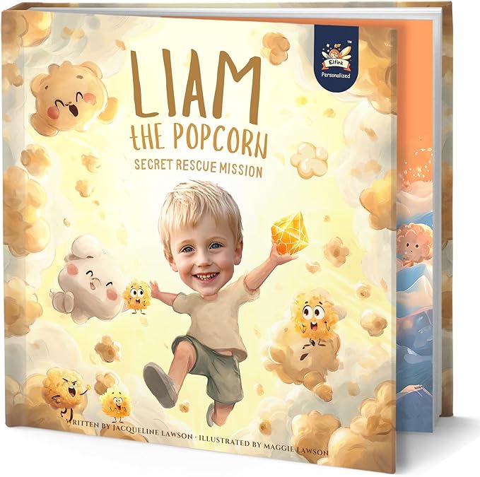 ELFINK Personalized Children Story Books - Popcorn Kingdom Adventures - Customized Name & Photo - Baby Gifts - Children Bedtime Story (Soft Cover)