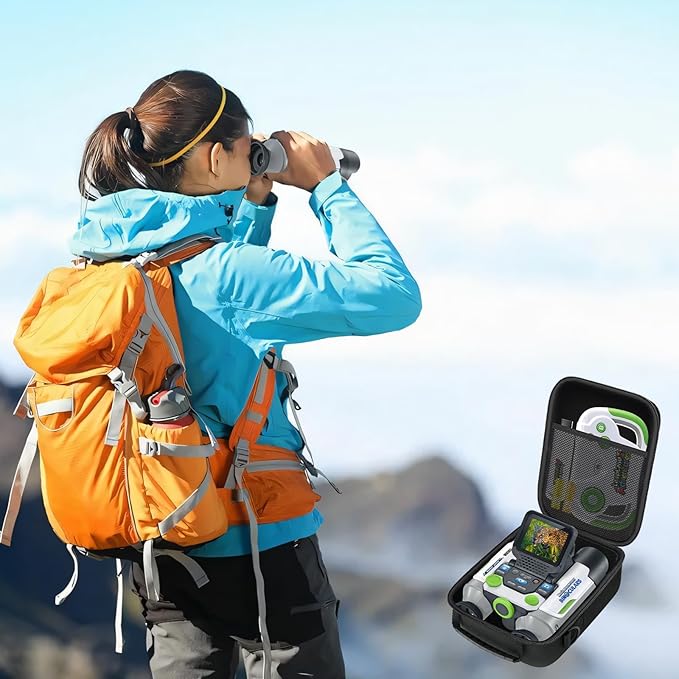 EVA Hard Case for LeapFrog Magic Adventures Binoculars, Binocular Storage Box with Top Mesh Pocket & Adjustable Shoulder Strap（Case Only）