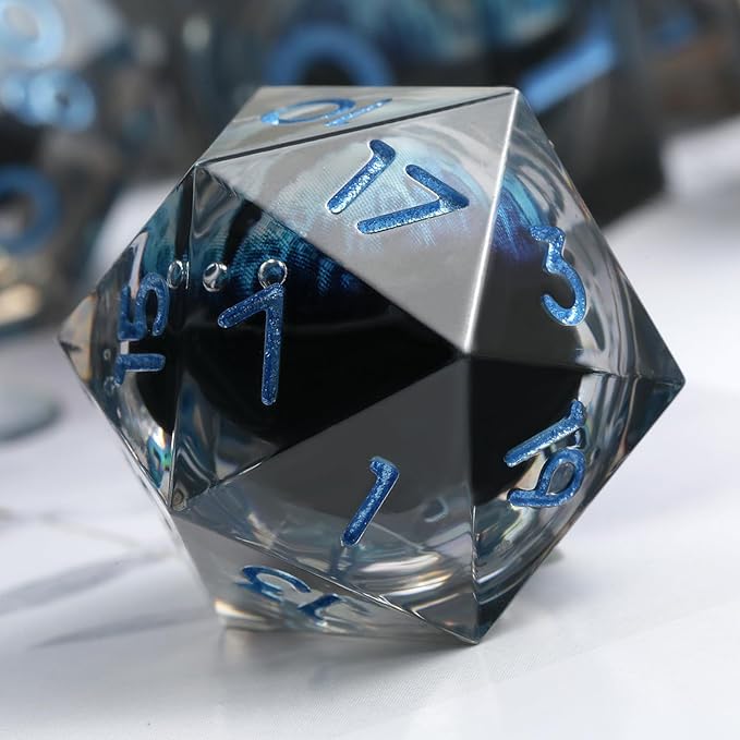 DNDND Dragon Eye Blue Resin Dice Set with Gorgeous Gift Case for Tabletop RPG Games