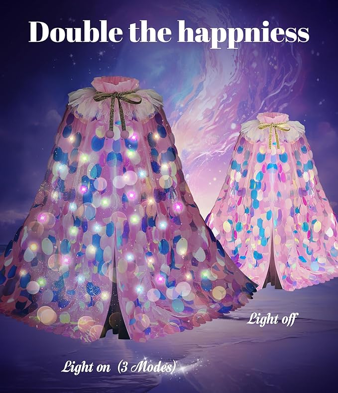 Princess Dress Up Toys Princess Dress Up Clothes Rainbow Mermaid Cape Kit 9 Pcs Gift Set for Little Girls 3-8 Years