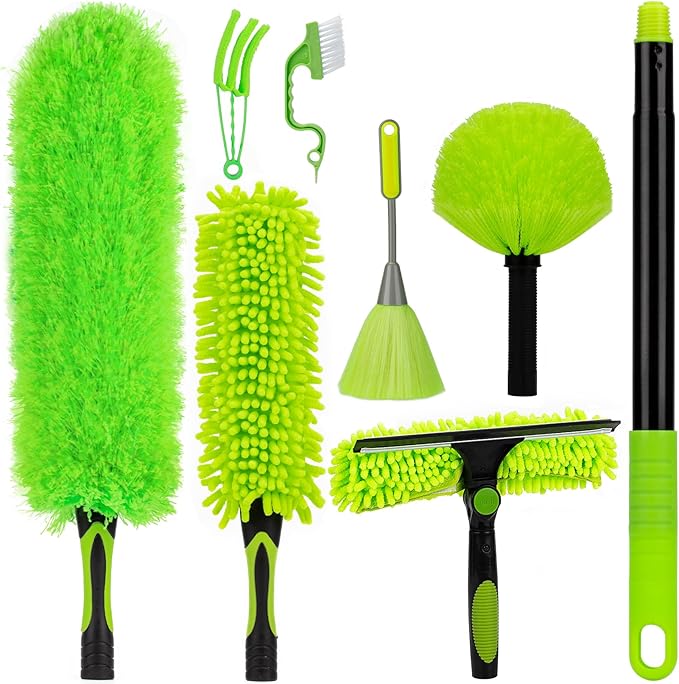 15 Foot Dusters for Cleaning, Duster with Extension Pole 7-15ft, Microfiber Feather Duster Used for Cleaning Ceiling Fan, High Window, Blinds, Shutters, Sofa, Cobweb Duster for Home (14 PCS)
