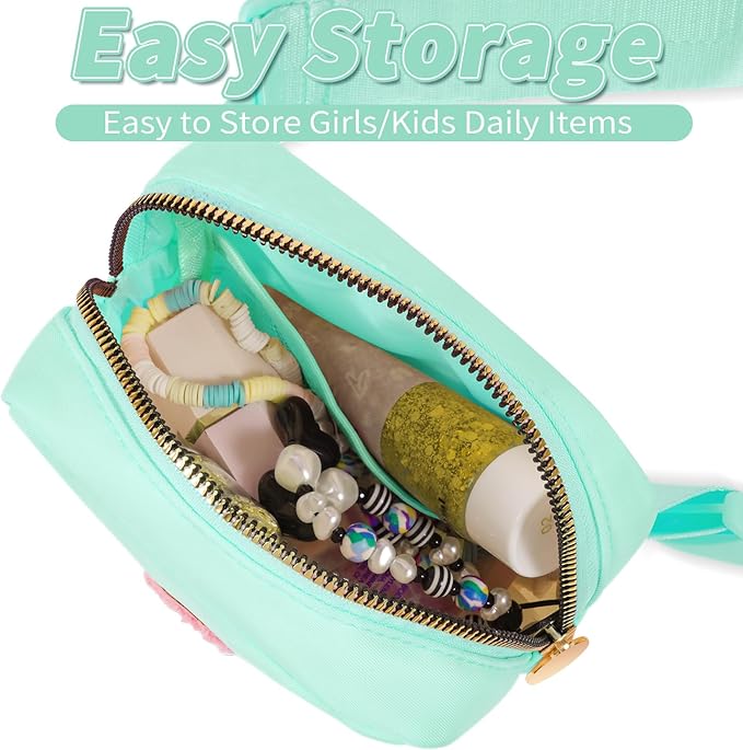 Mini Belt Bag Fanny Pack with Initials Letter Patch Small Crossbody Bags Cute Stuff Birthday Gifts for Teenager Girls Trendy Stuff for Teens - Light Green,L