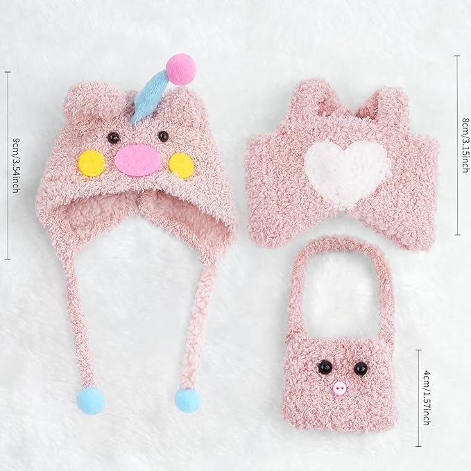 17cm Doll Clothes Set-Adorable Outfits for Dolls-Stylish Accessaries Clothes Dress-Up-Replaceable Clothing Collections, Includes Hat, Top, Skirt(Pink-Style C)