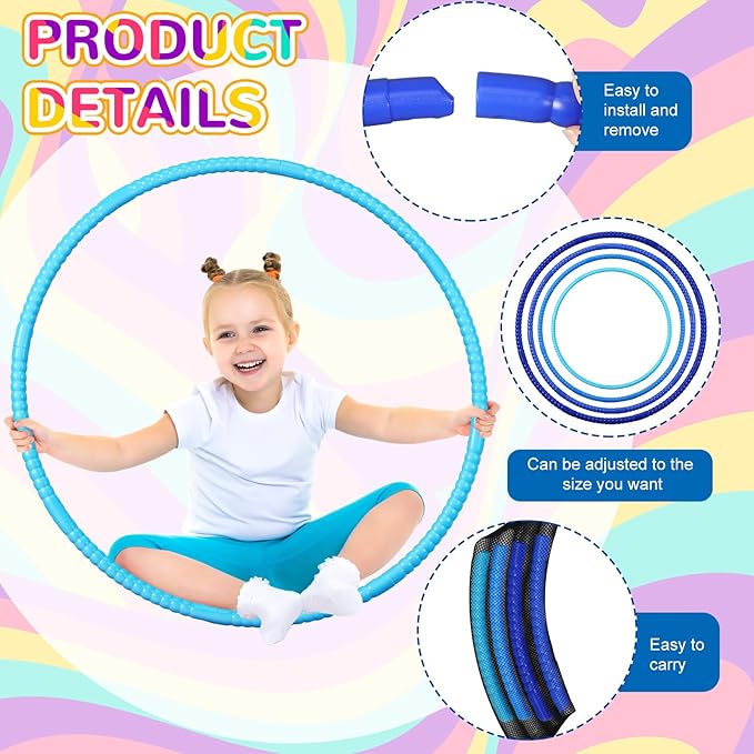 Sratte 8 Pcs Color Hoop Detachable Adjustable Hoop Exercise Ring Plastic Toys for Teens Games Gymnastics Dog Agility Equipment Party Decor, 4 Colors