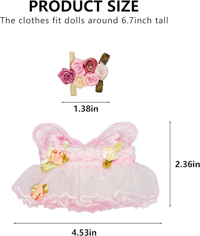 17cm Doll Clothes - Princess Dress with Velvet Hair Bow, Party Outfits for Plush/Blind Box, Luxury Chic Style Set, High-End Fashion Accessories (Wedding Dress)