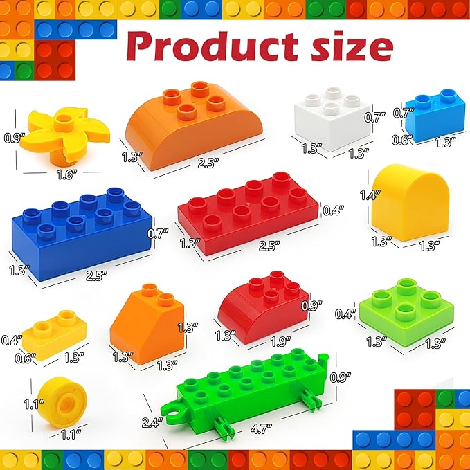 150 Pcs Classic Building Blocks Set for Toddlers 3-6, Large Building Bricks Train Educational Toy STEM Toys Compatible with Major Brands Gift for Kids