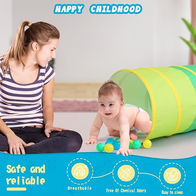PigPigPen Kids Tunnel for Toddlers,Pop Up Play Tunnel Tent for Babies or Dogs, Indoor & Outdoor Toys for Kids Backyard Playset (Cotton Play Tunnel)