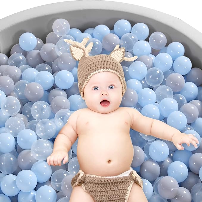 Ball Pit Balls Pack of 100 200 500 - Star and Round Set BPA Free Phthalate Free Non-Toxic Crush Proof Play Balls Soft Plastic Balls for Toddlers Baby Kids Birthday Pool Tent Party