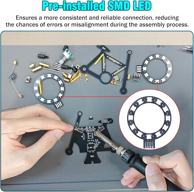 LED Bike Soldering Practice Kit, ICSTATION Knob Control Bicycle Soldering Project With 5 Lighting Modes DIY Bike Kit With LED Filament Brightness Adjustable for Students Education Halloween Present